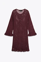 CROCHET KNIT MINI DRESS