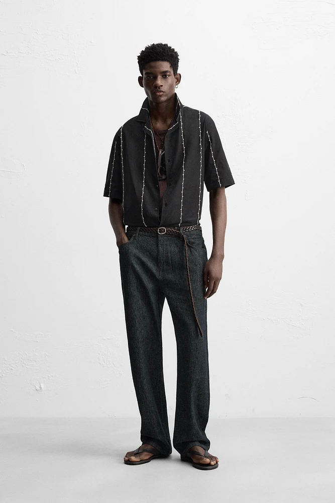 CHEMISE BRODERIE CONTRASTÉE