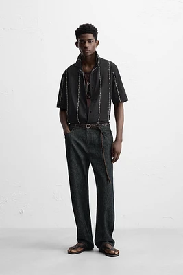 CHEMISE BRODERIE CONTRASTÉE