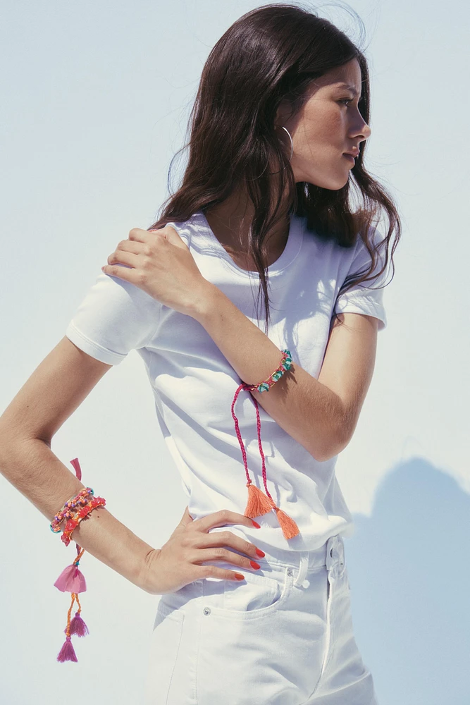 3-PACK OF RIGID FABRIC AND STONE BRACELETS