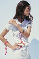 3-PACK OF RIGID FABRIC AND STONE BRACELETS