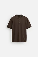 KNIT T-SHIRT WITH BUTTON NECK