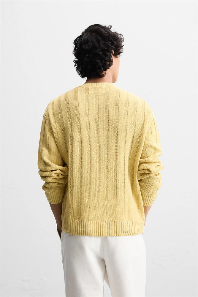 100% LINEN RIBBED SWEATER