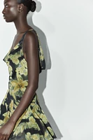 PRINTED TULLE SHORT DRESS