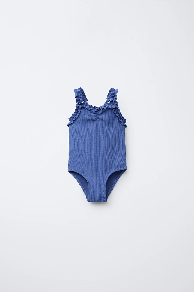 2-6 ANS/ MAILLOT DE BAIN TEXTURÉ À VOLANTS