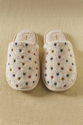 TERRYCLOTH STAR MULE SLIPPERS