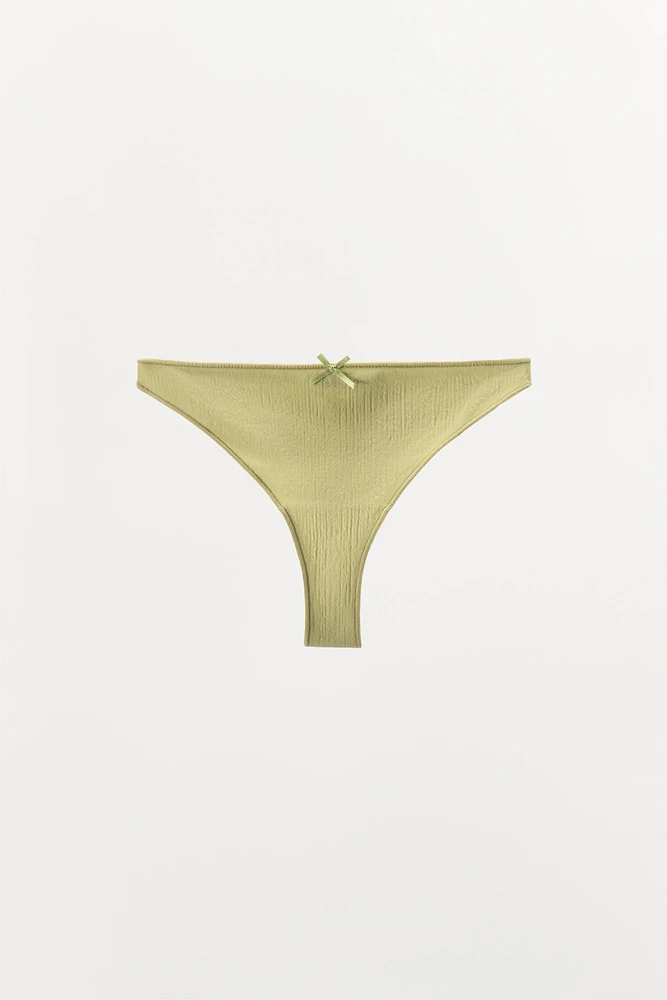 TANGA POINTELLE LACET SATINÉ