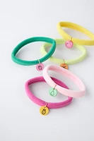 FIVE-PACK OF FRUIT CHARM HAIR TIES