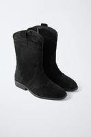 SUEDE COWBOY ANKLE BOOTS