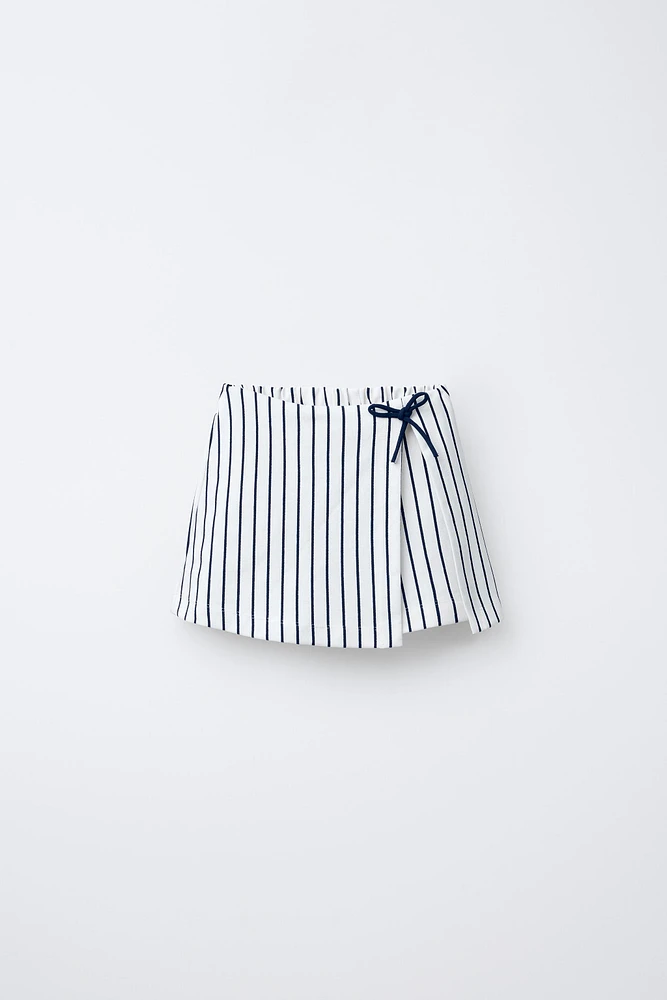 JUPE BERMUDA RAYURES LACET