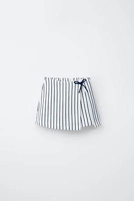 JUPE BERMUDA RAYURES LACET