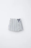 JUPE BERMUDA RAYURES LACET