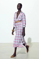 ROBE MIDI IMPRIMÉE CEINTURE