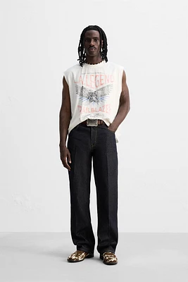 T-SHIRT DÉLAVÉ TANK À IMPRIMÉS