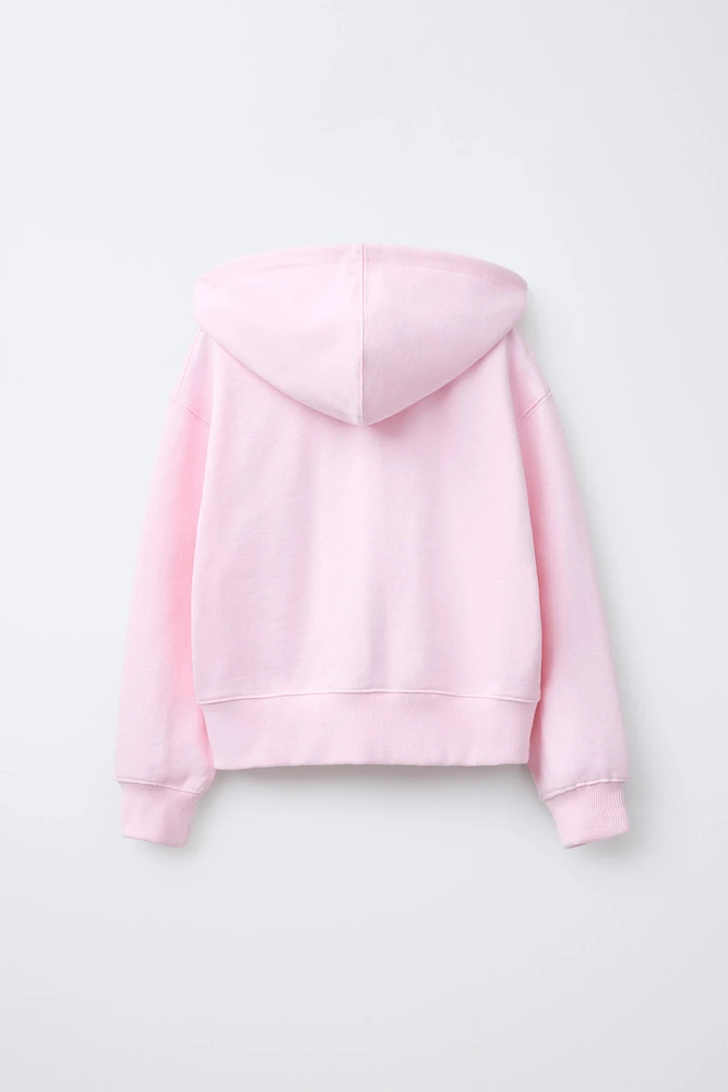 VARSITY ZIP-UP CROPPED HOODIE