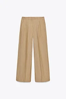 ZW COLLECTION LINEN STRIPE PLEATED PANTS
