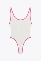 MAILLOT DE BAIN UNI CONTRASTÉ