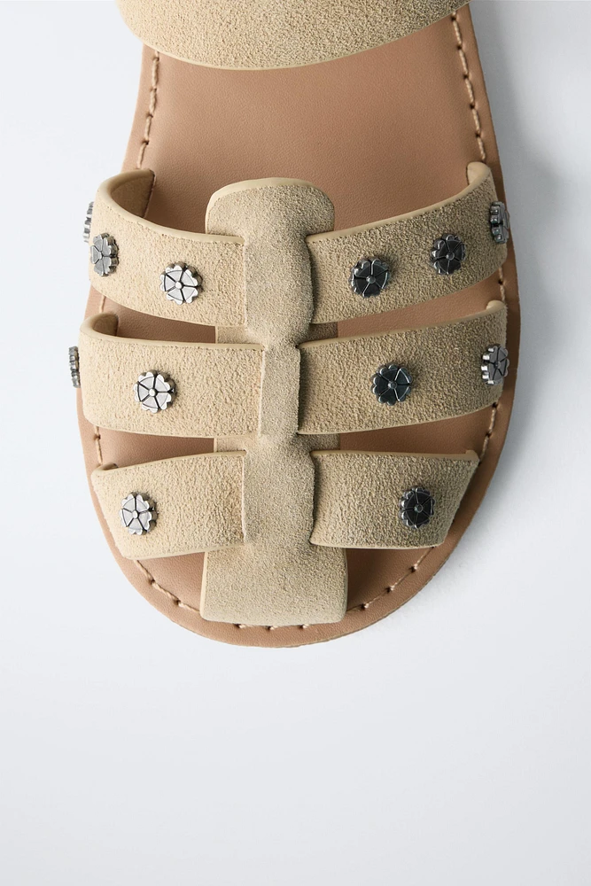 STUDDED LEATHER FISHERMAN SANDALS