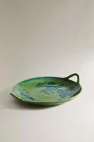 PLAT GRÈS ROND FLEURS