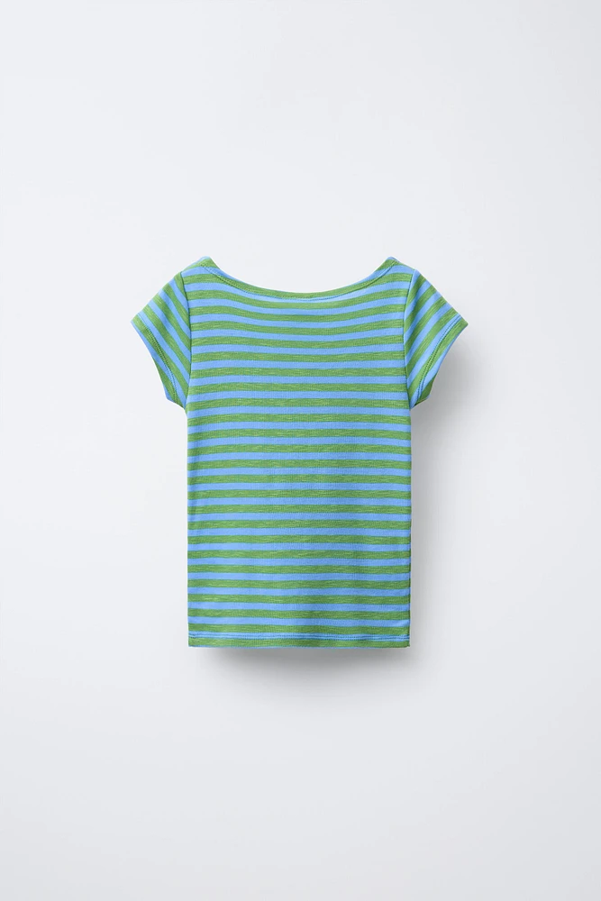 STRIPED T-SHIRT WITH TEXT