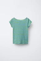 STRIPED T-SHIRT WITH TEXT