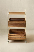 WOOD AND METAL STORAGE CART