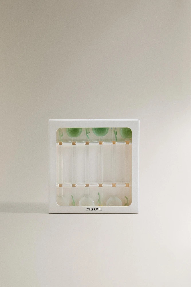 LOT PETITES CUILLÈRES VERRE RECYCLABLE FLEURS (LOT DE 6)