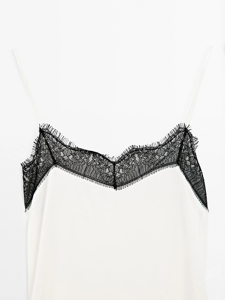 Robe longue nuisette contrastante