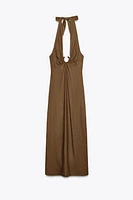 LINEN BUCKLE MIDI DRESS