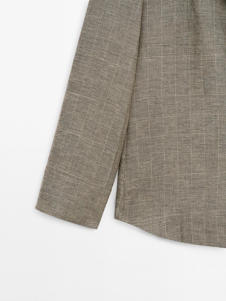 Lightweight check cotton blend blazer