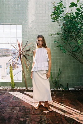 SATIN MIDI SKIRT