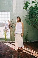 SATIN MIDI SKIRT