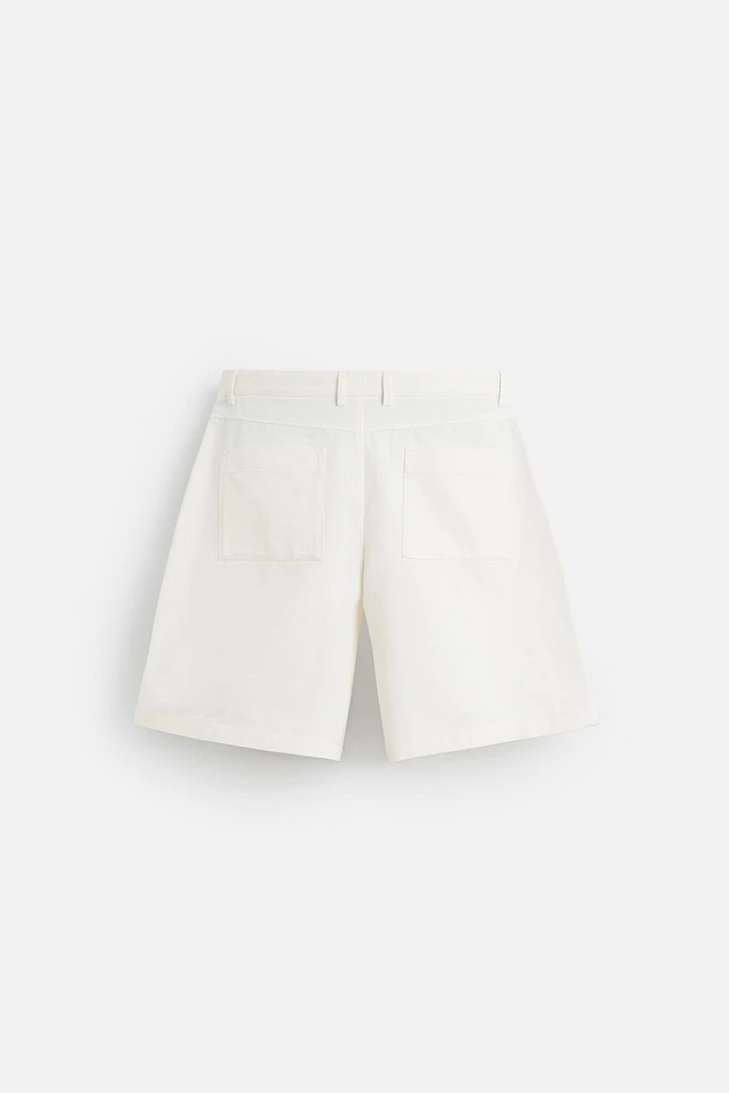 BERMUDA EN COTON - LIN PLIS