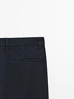 Cotton and linen blend tapered fit trousers