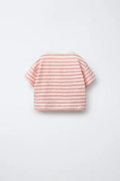 TEXTURED WOVEN STRIPE T-SHIRT