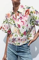 CHEMISE COURTE EN POPELINE À IMPRIMÉ FLORAL
