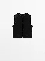 Knit vest with embroidered detail