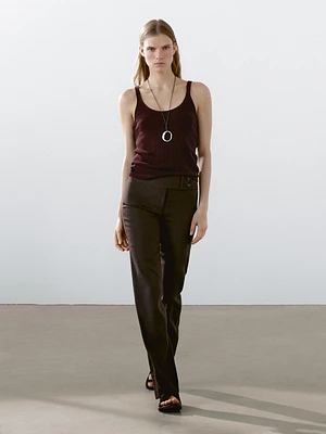 Sleeveless 100% cotton knit T-shirt