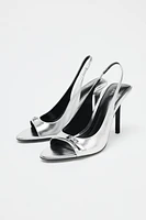 METALLIC EFFECT HEELED SANDALS