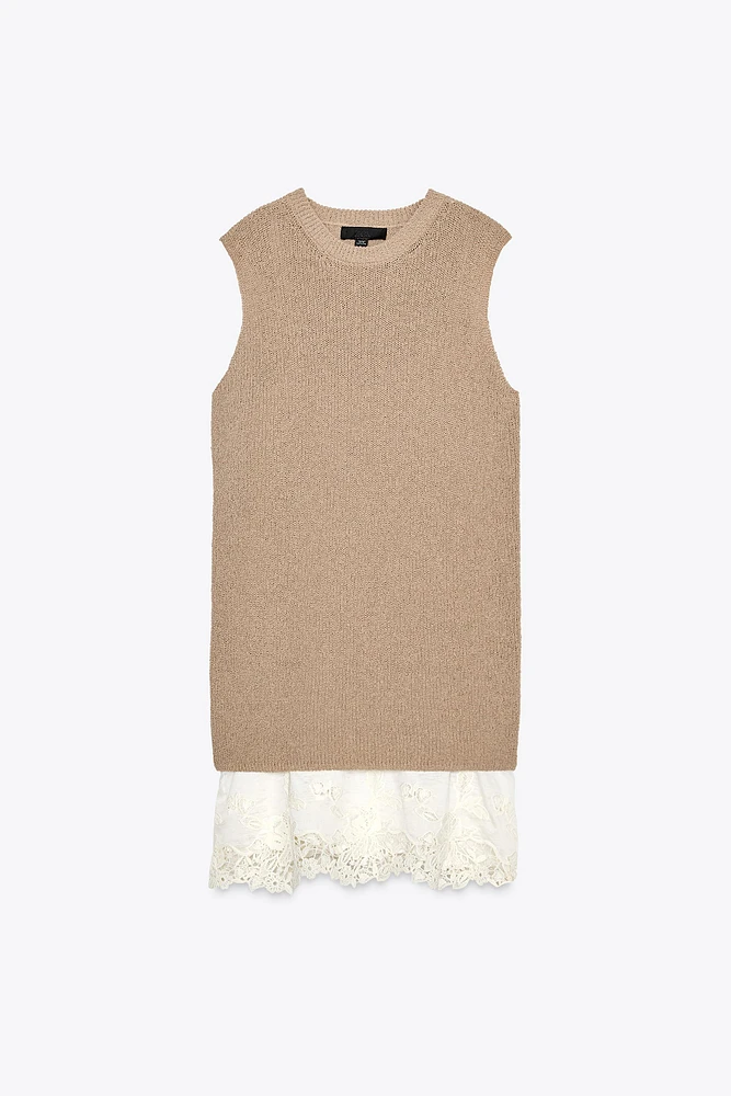 ROBE EN MAILLE MATIÈRES VARIÉES