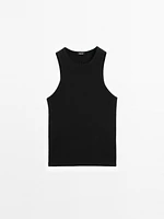 Cotton blend halter-neck top