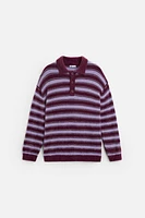 FAUX FUR KNIT POLO