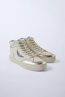 METALLIC HIGH-TOP SNEAKERS