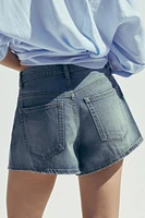 TRF PLEATED DENIM SHORTS