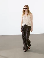 Embellished crochet knit vest