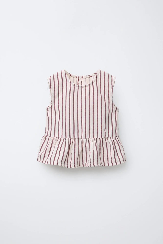 STRIPED TWILL TOP
