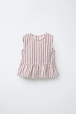 STRIPED TWILL TOP