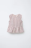 STRIPED TWILL TOP
