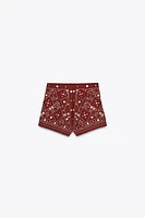 EMBROIDERED MIRROR SHORTS