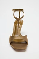 SATIN EFFECT HEELED SANDALS